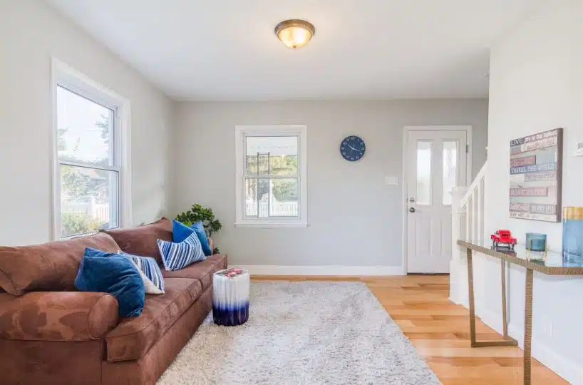 Living Room with two Windows 7722 N Cove Road.