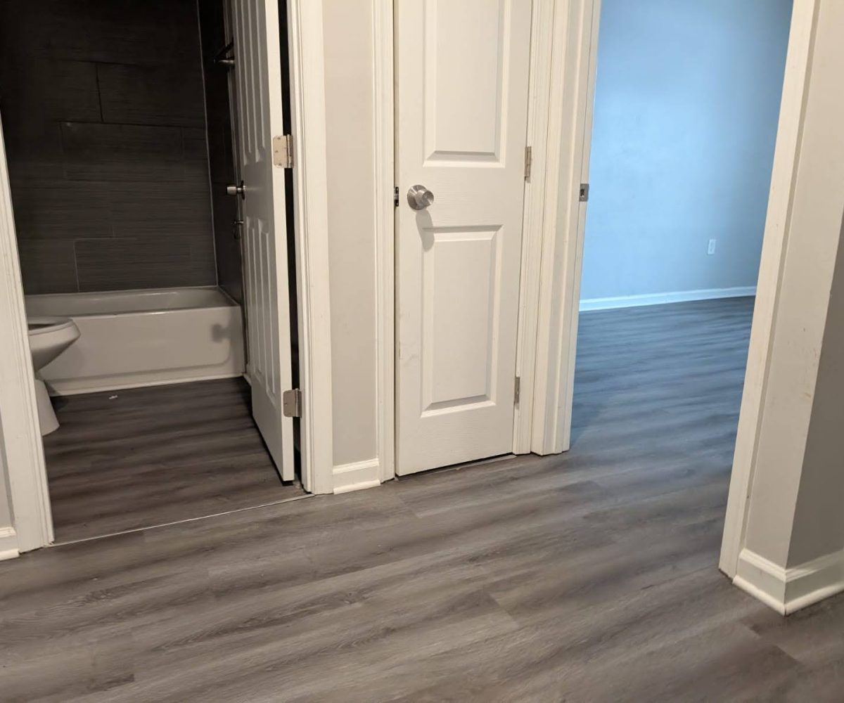 Alameda Townhomes hallway and bathroom.
